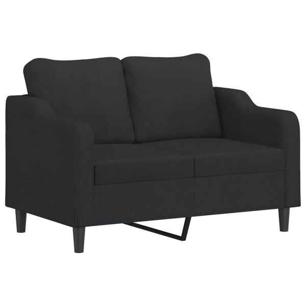 vidaXL Sof&aacute; de 2 plazas con almohadas y cojines tela negro 120 cm