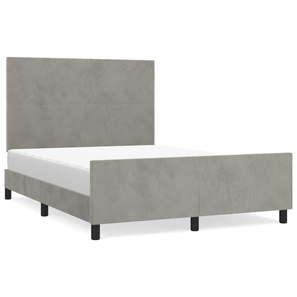 vidaXL Estructura de cama sin colch&oacute;n terciopelo gris claro 140x190 cm