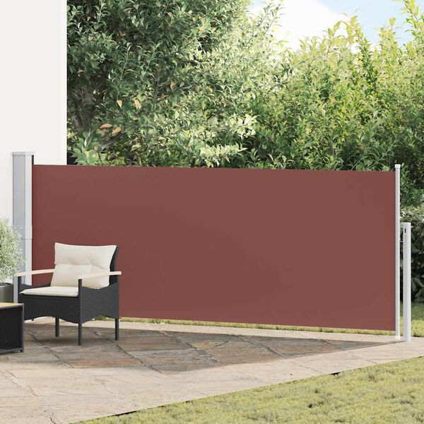 vidaXL Toldo lateral retr&aacute;ctil de jard&iacute;n marr&oacute;n 140x500 cm