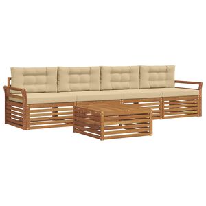 vidaXL Conjunto de sof&aacute;s de exterior con coj&iacute;n 5 pcs Natural y Beige