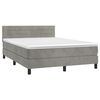 vidaXL Cama box spring colch&oacute;n y LED terciopelo gris claro 140x190 cm