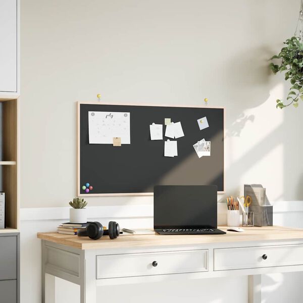 vidaXL Pizarra con marco de madera maciza de pino negra 100x55 cm