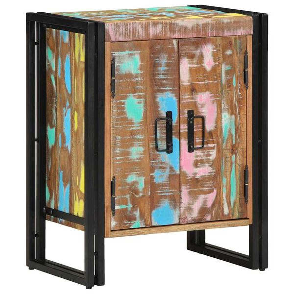 vidaXL Armario Zapatero con puerta Multicolor Madera maciza recuperada