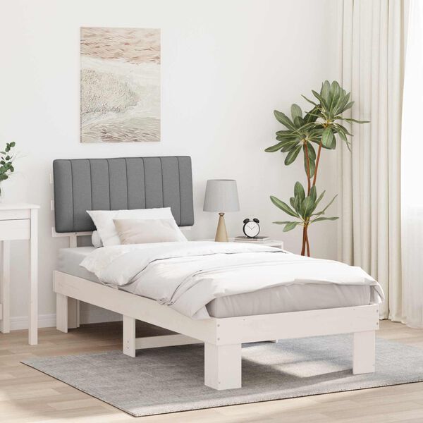 vidaXL Estructura de Cama con Cabecera Tapizada Gris Claro 90 x 200 cm