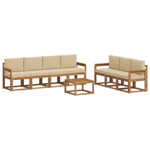 vidaXL Conjunto de sof&aacute;s de exterior con coj&iacute;n 8 pcs Natural y Beige