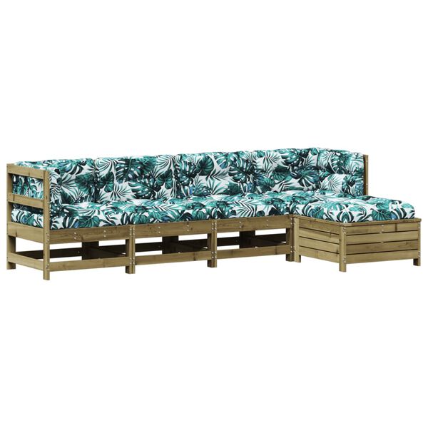 vidaXL Juego de muebles jard&iacute;n 5 pzas y cojines madera pino impregnada