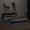 vidaXL Estructura de cama cabecero luces LED roble ahumado 160x200 cm