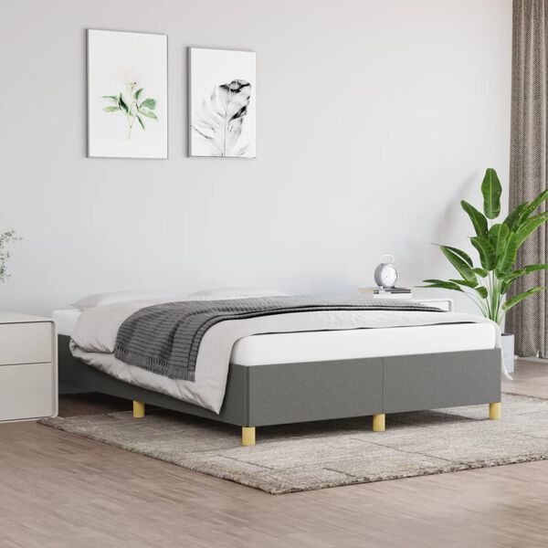 vidaXL Cama sin colch&oacute;n tela gris oscuro 140x190 cm