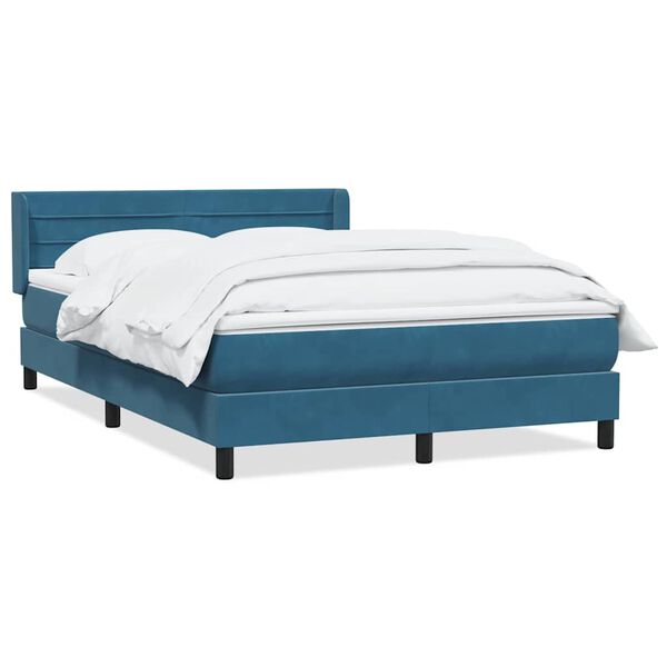 vidaXL Cama box spring con colchón terciopelo azul oscuro 140x210 cm