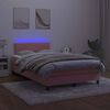 vidaXL Cama box spring con colch&oacute;n y LED terciopelo rosa 120x190 cm
