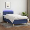 vidaXL Cama box spring con colch&oacute;n y LED tela azul 80x200 cm