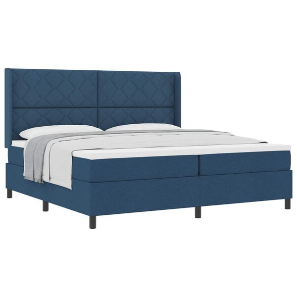 vidaXL Cama tipo Box Spring con colch&oacute;n Azul 200 x 200 cm tela