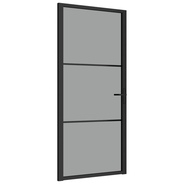 vidaXL Puerta interior vidrio ESG y aluminio negro 93x201,5 cm