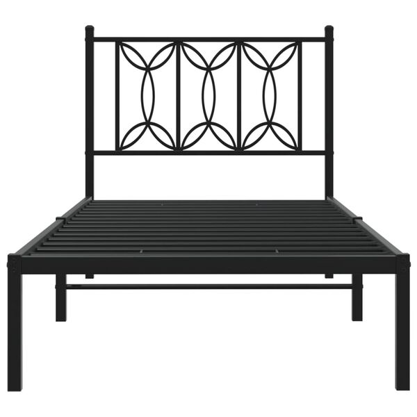 vidaXL Estructura cama sin colchón con cabecero metal negro 90x200 cm