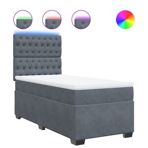 vidaXL Cama box spring con colch&oacute;n terciopelo gris oscuro 80x200 cm