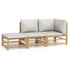 vidaXL Set de muebles de jard&iacute;n 3 piezas bamb&uacute; y cojines gris claro