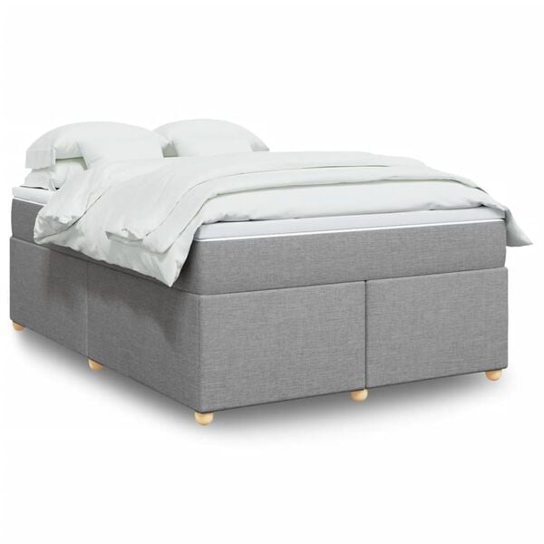 vidaXL Cama box spring con colch&oacute;n tela gris claro 140x200 cm