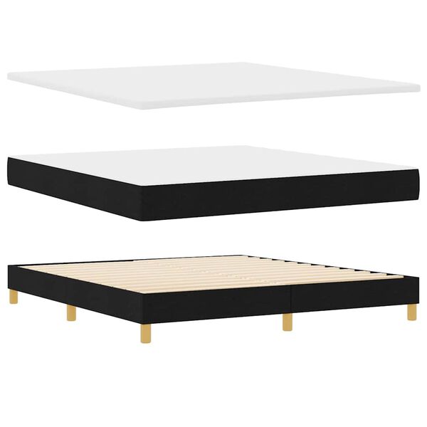 vidaXL Cama tipo Box Spring con colch&oacute;n Negro 180 x 200 cm tela