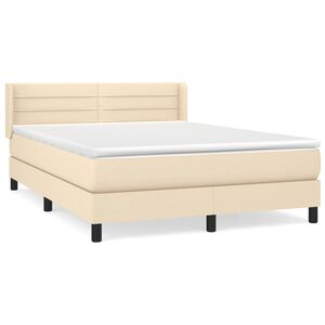 vidaXL Cama box spring con colch&oacute;n tela color crema 140x200 cm