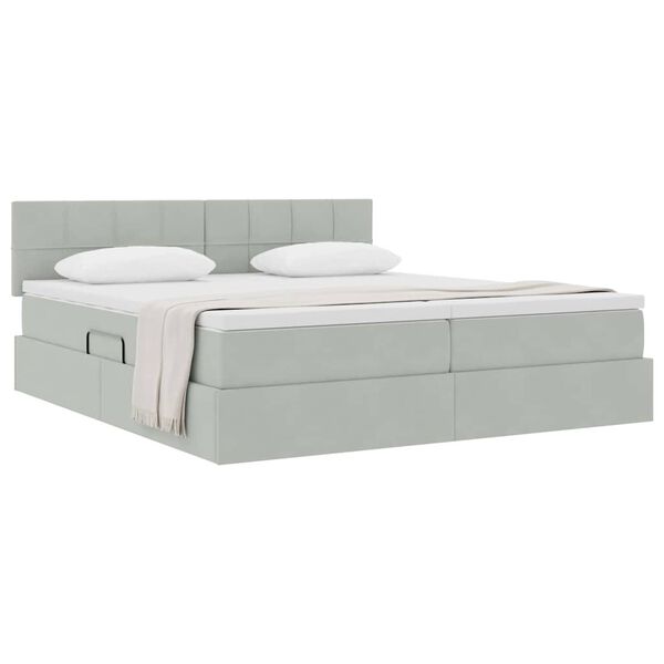 vidaXL Cama con almacenamiento con colch&oacute;n Gris Claro 100 x 200 cm