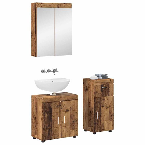 vidaXL Juego de muebles de ba&ntilde;o con caj&oacute;n TULUM Madera vieja