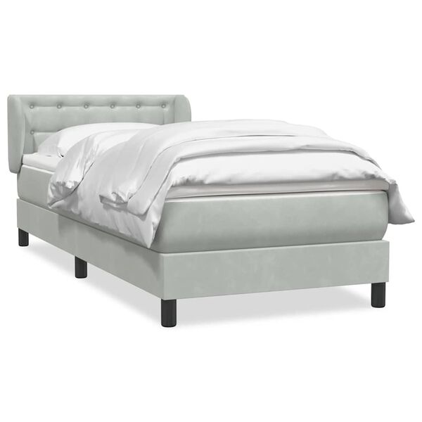 vidaXL Cama box spring con colch&oacute;n terciopelo gris claro 80x220 cm