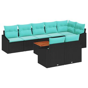 vidaXL Conjunto de sof&aacute;s de jard&iacute;n 9 pcs Negro rat&aacute;n sint&eacute;tico