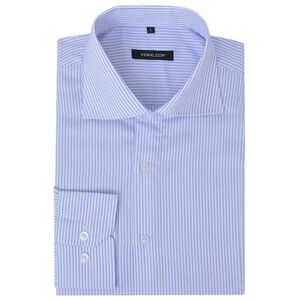 vidaXL Camisa de vestir de hombre talla S rayas blanca y azul claro