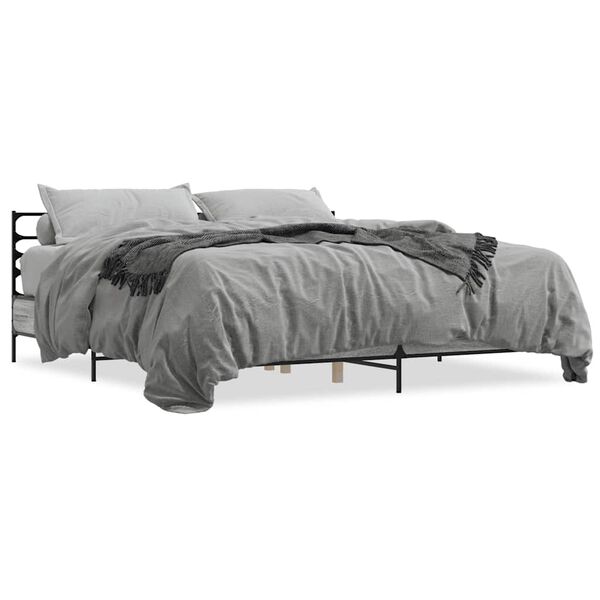 vidaXL Estructura cama madera ingenier&iacute;a metal gris Sonoma 180x200 cm