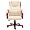 vidaXL Silla de oficina de cuero aut&eacute;ntico color crema