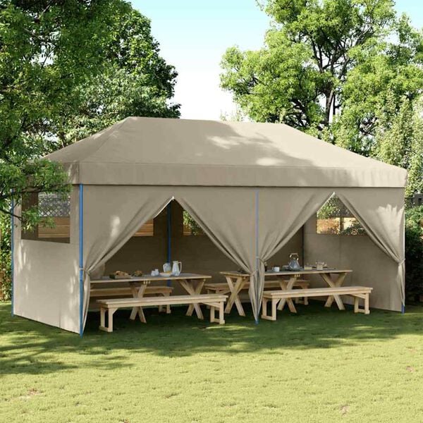 vidaXL Carpa Pop-up para fiestas Taupé 580 x 292 x 315 cm Tela Oxford