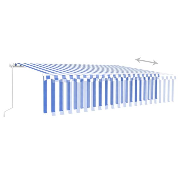 vidaXL Toldo retr&aacute;ctil manual con persiana y LED azul y blanco 6x3 m