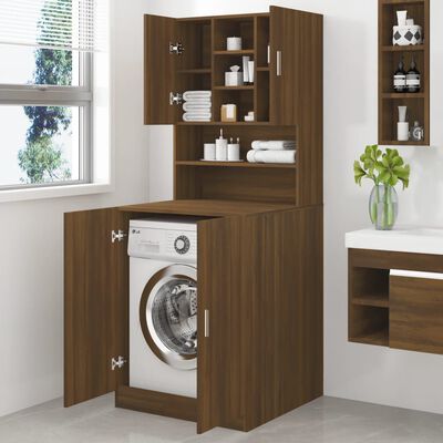 vidaXL Armario de lavadora madera contrachapada color roble marrón