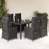 vidaXL Set de comedor de jard&iacute;n 7 pzas y cojines rat&aacute;n sint&eacute;tico negro