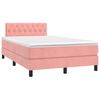 vidaXL Cama box spring con colch&oacute;n y LED terciopelo rosa 120x190 cm