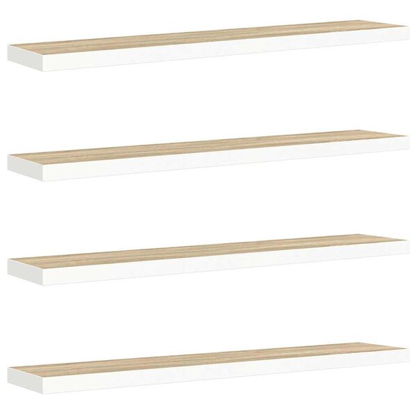 vidaXL Estante flotante pared 4 uds MDF roble y blanco 120x23,5x3,8 cm