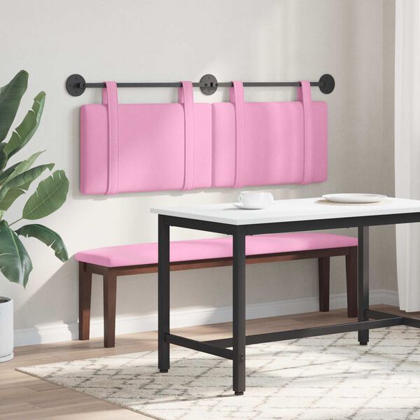 vidaXL Cabecera Colgante Montaje en la pared Rosa 150 x 55 x 5 cm tela