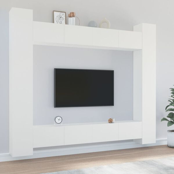 vidaXL Set de muebles para TV 8 piezas madera contrachapada blanco