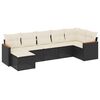vidaXL Set de comedor de jard&iacute;n 7 pzas y cojines rat&aacute;n sint&eacute;tico negro