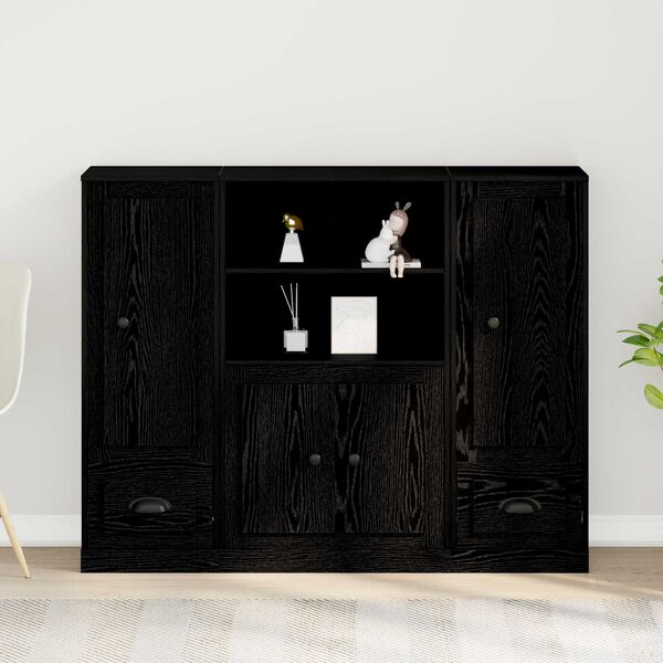 vidaXL Highboard con cajón Roble Negro 132 x 35.5 x 103.5 cm