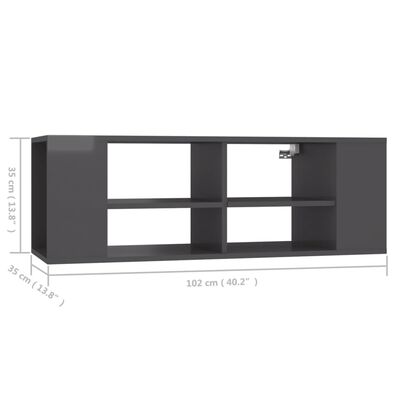 vidaXL Mueble de pared para TV aglomerado gris 102x35x35 cm