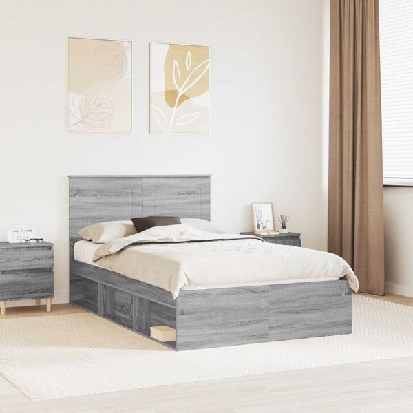 vidaXL Estructura de cama con cabecera Gris Sonoma 120 x 200 cm