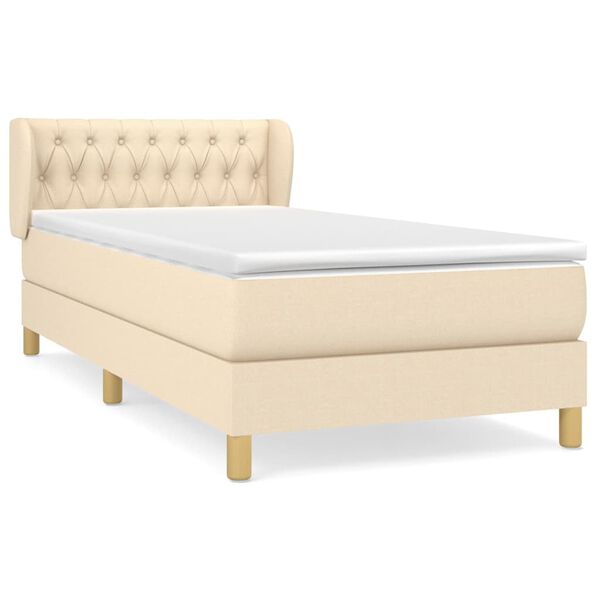 vidaXL Cama box spring con colch&oacute;n tela color crema 90x190 cm