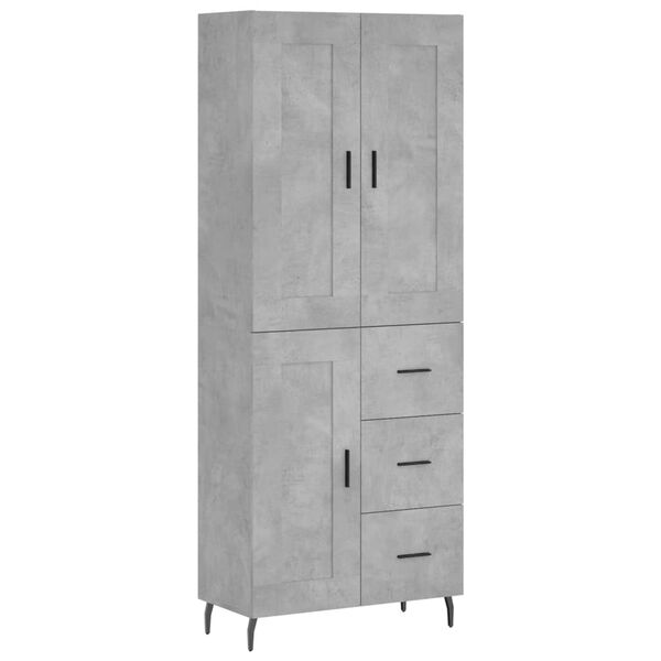 vidaXL Aparador alto madera contrachapada gris hormigón 69,5x34x180 cm