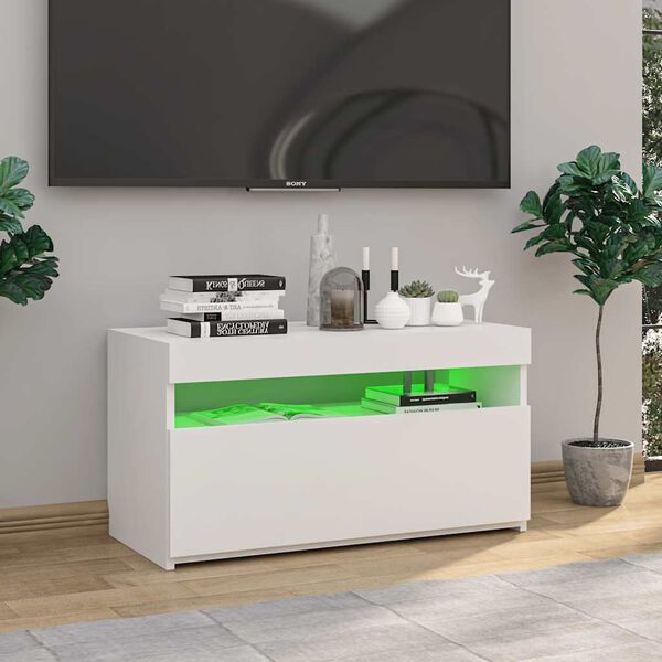 vidaXL Mueble de TV con luces LED blanco 75x35x40 cm