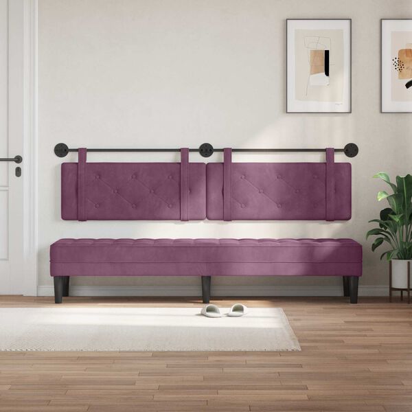 vidaXL Cabecera Colgante Morado 210 x 55 x 5 cm Terciopelo