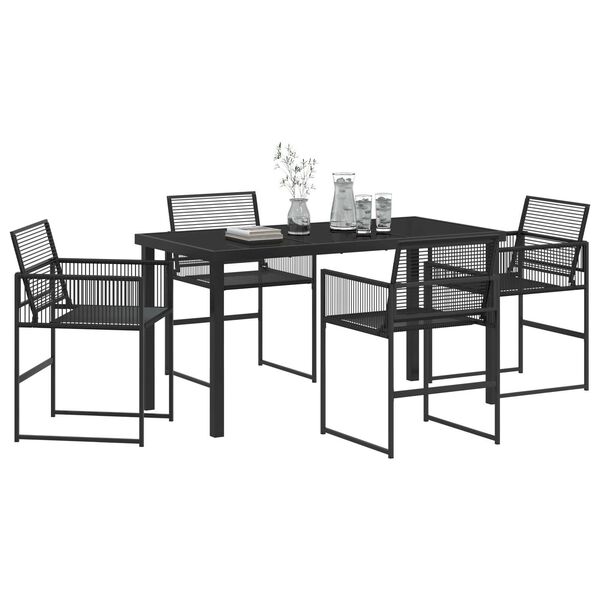 vidaXL Conjunto de Comedor de Jard&iacute;n 5 pcs Negro