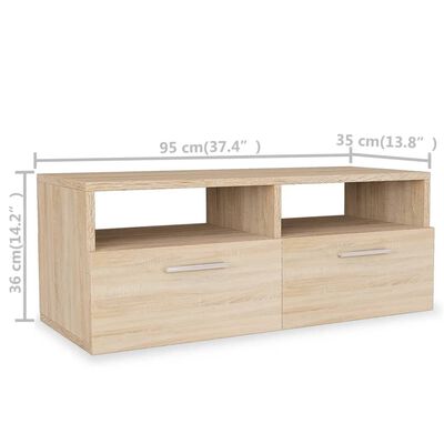 vidaXL Mueble de TV 2 piezas madera de ingeniería roble 95x35x36 cm