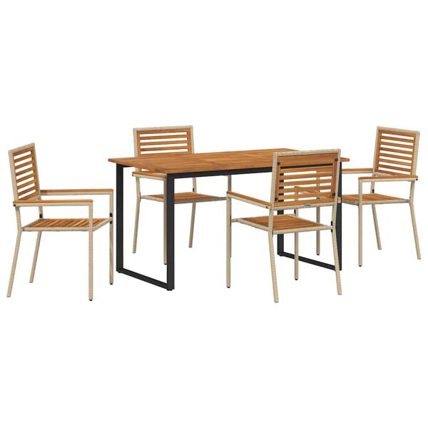 vidaXL Conjunto de Comedor de Jard&iacute;n 5 pcs Beige
