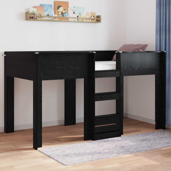 vidaXL Cama Litera para Ni&ntilde;os con colch&oacute;n Roble Negro 100 x 200 cm